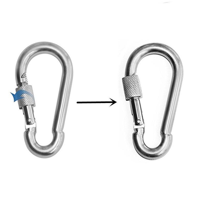 ESKONI 5 Pc 4.5" Big Heavy Duty 750LBS Stainless Steel Non Rust Spring Snap Keychain Clip Hook Carabiner Screw Lock Key Ring Hook with Spring Loaded Gate,Outdoor, Camping, Traveling, Hiking etc - Image 3